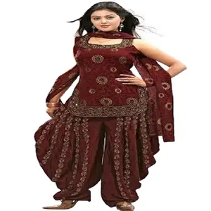 印度花卉婚纱系列女式重型刺绣工作花卉工作派对服装重型网Salwar Kameez