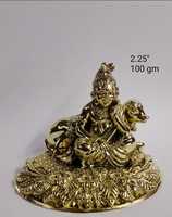 Statue artisanale en laiton moulé de petit Krishna, Makhan Gopal, Ladoo Gopal avec veau, décoration religieuse pour la maison et le temple