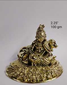 Statue divine traditionnelle en laiton Little Krishna (Makhan Gopal Ladoo Gopal & Krishna avec veau) - Product Image 1
