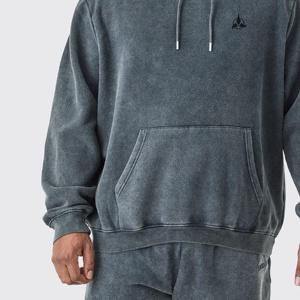 Vintage Oversized Sand <b>Acid</b> Stone Wash Hoodie Custom 500 GSM Sun Faded Fleece French Terry 100% Cotton <b>Drop</b> Shoulder for Winter - Product Image 2