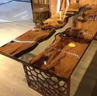 Table basse en bois de résine époxy au design unique pour salon et meubles de salle à manger à vendre