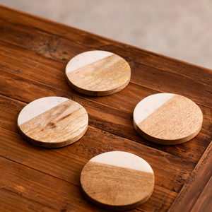 Classic Eco-Friendly Handmade <b>Marble</b> Acacia Wood <b>Coaster</b> Mats Pads Natural Acacia Wood <b>Coaster</b> Set Premium Stone <b>Marble</b> <b>Coaster</b> - Product Image 1