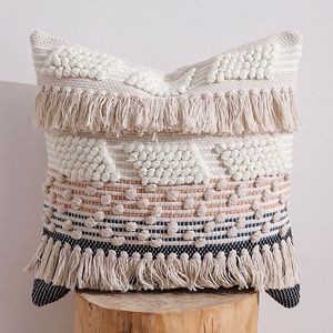 Bohemian Morocco Cotton Tufted Throw Pillow Covers Luxury Neutral Home Decor Accent Cushion Covers <b>Set</b> for Couch Sofa - Product Image 1