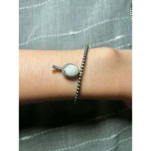 George Rios White Buffalo & Sterling <b>Silver</b> Beaded <b>Bracelet</b> Elegant <b>Bangles</b> - Product Image 4