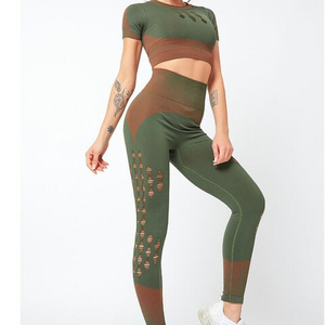 Lupin vente en gros vêtements d'entraînement vêtements de sport ensemble de Yoga de qualité supérieure pour femme ensembles de Yoga Double couleur vêtements de Fitness respirant - Product Image 6
