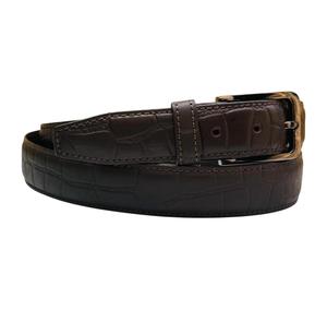 Ceinture Classique Élégante pour Homme, Finition Crocodile Marron, Boucle en Acier Robuste et Durable, Longueur Réglable pour Tenues Quotidiennes - Product Image 5