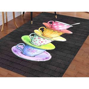 Tapis aux couleurs vives de style tasses à thé : Décoration de cuisine moderne, lavable en machine, tapis en chenille - Product Image 4