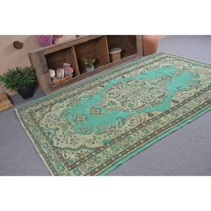 Tapis en laine marron vert traditionnel classique 5.5X8.8 pieds Vintage Design turc Patchwork motif Latex salon tapis pour lit - Product Image 2