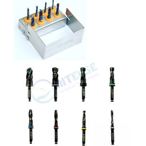 Kit de Fresas Dentales Eléctricas de Alta Calidad, 8 Piezas, Recubiertas de Titanio, Color Negro, Herramientas de Implante Quirúrgico, Certificación CE, Oral - Product Image 1