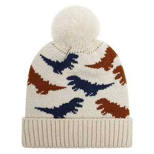 Haute qualité personnalisable à la main hiver tricoté chapeau dinosaure Jacquard conception mignon enfants polaire doublure costume personnalisé - Product Image 2