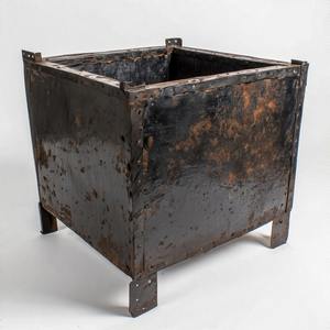 RustAura Modern Style Wide Iron Firepit with Side Handles and Lid for Outdoor Garden Patio Heating <b>Camping</b> and Decoration Use - Product Image 1