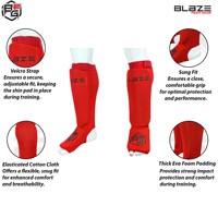 BLAZE FIGHT GEAR - Espinilleras de Tela Profesional y Cuero Genuino de Secado Rápido, para Deportes de Alto Impacto, Boxeo, Artes Marciales, Kickboxing, Muay Thai