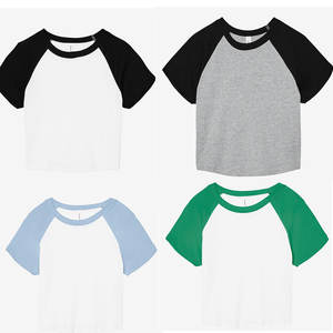 Camiseta Raglán de Microcanalé con Estampado Batik 3D para Mujer BELLA + CANVAS - Apliques con Estampado Personalizado, Algodón de Primavera, Corte Ajustado, Antiencogimiento, Informal - Product Image 1