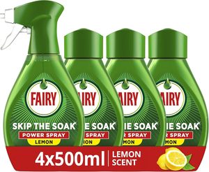 <b>Fairy</b> Skip the Soak Dish Power Spray Lemon Kit 1 Trigger + 4x500ML Refill - Product Image 1