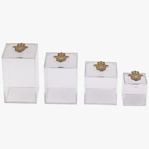 Caja de almacenamiento acrílica Premium Acabado de laca de chocolate para decoración elegante del hogar de Eid, Ramadán y Oriente Medio - Product Image 1