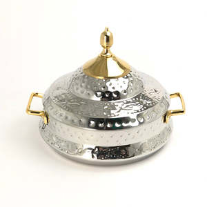 Venta caliente plata oro acabado Premium alta calidad acero hecho a mano cazuela servir comida calentador para el hogar Hotel restaurantes - Product Image 2