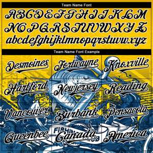 Veste à capuche personnalisée or noir-blanc Marlin Fish Fishing 3D Bomber Full-Snap Varsity Letterman - Product Image 4