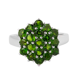 Bague Shah Gems pour femme en diopside chromé naturel, argent sterling 925, bague en moissanite - Product Image 1