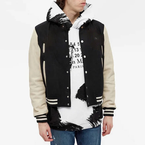 Nouvelle Mode Hommes Varsity Satin Bomber Veste Col Montant Logo Avant Brodé Noir Personnalisé Collège Baseball DDP Expédition - Product Image 5