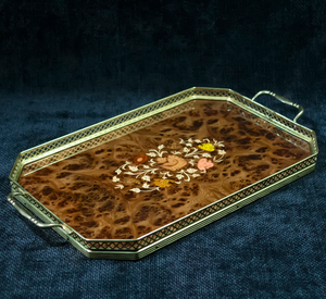 100% meilleure qualité carré en forme de thé café plateau de service des aliments en acier inoxydable taille personnalisée avec poignée en métal en gros meilleur prix - Product Image 1