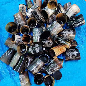 Las mejores tazas de chupito de cuerno de búfalo hechas a mano, copa de cuerno de buey de vidrio de cuerno de vaca hecha a mano por Artisan Craft - Product Image 3