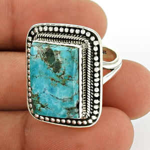 Bijoux indiens Bague turquoise bleu ciel Cadeau pour femmes Prix de gros Bagues Exportateur Filles Fournisseur de bijoux en argent sterling 925 - Product Image 4