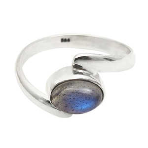 Bague en argent sterling 925 de haute qualité de style bohème avec pierre précieuse labradorite ovale naturelle, style bohème personnalisé, bagues pour femmes - Product Image 1