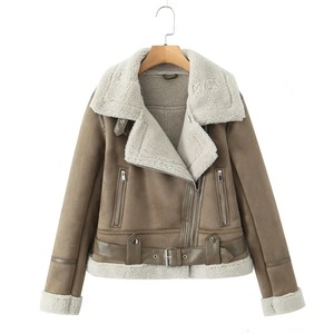 Vestes en cuir véritable pour femmes, 100% fourrure biologique, coupe-vent, veste en cuir véritable tendance, col en fourrure personnalisé, vestes pour femmes - Product Image 1