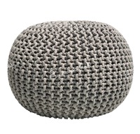 Pouf ottoman polyvalent moderne multicolore en jute et coton fait main, repose-pieds léger empilable pour entrée, chambre et salon