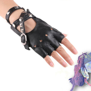 Gants mi-doigts pour femmes en coton/spandex écologiques pour toutes les saisons, style punk, sans doigts, pour la conduite à moto - Product Image 6