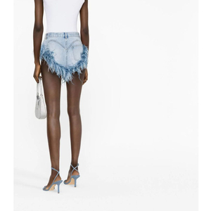 Personnalisé Bas Bords Conception Femmes Sexy Coton Jeans Court Y2k Mini Denim Bleu Couleur Fermeture Éclair Braguette Poches Latérales Mode Shorts Décontractés - Product Image 2