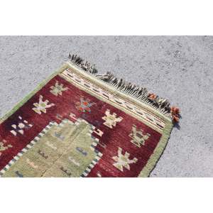 พรมวินเทจขนาด 3.6x5.1 ฟุต พรมสไตล์ตุรกี พรมลายดอกไม้สีแดงเขียว - Product Image 5