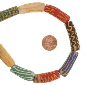 African Glass Krobo Trade <b>Beads</b> Multi Color With Pattern for Jewelry Making - Product Image 4