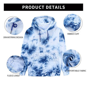 Vente en gros 100% coton hiver respirant tie dye sweats à capuche dernier style couleur unie personnalisé - Product Image 4