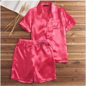 Ensembles de pyjamas pour hommes en satin de soie personnalisés Hauts de pantalons 2 pièces Pyjamas pour adultes Manches longues Satin uni pour hommes - Product Image 5