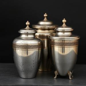 Urnas de cremación de metal Art Deco de lujo de alta calidad, exquisito homenaje a los seres queridos con notas de la India y características de pizarra - Product Image 3