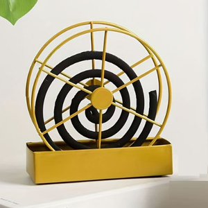 Soporte de incienso de bobina con forma de hoja de hierro para interiores y exteriores con acabado dorado Soporte de bobina para mosquitos con base metálica dorada - Product Image 5