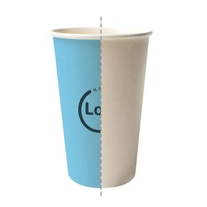 Gobelets en carton compostables à paroi simple avec logo personnalisé 450cc - Gobelets à bière biodégradables imperméables - Product Image 2