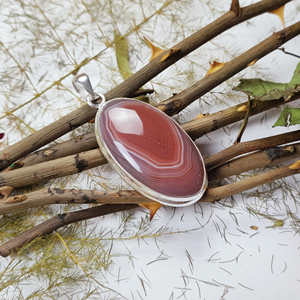 Cabochon ovale Botswana Agate rouge pendentif en pierres précieuses-argent sterling 925-bijoux en gros en vrac-pyramide et bijoux précieux - Product Image 5