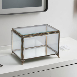 Meilleure qualité supérieure nouveauté verre clair biseauté boîte de rangement en verre pour la maison maquillage bijoux accessoires bibelot boîte à bijoux - Product Image 2