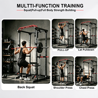 Cage de musculation multifonctionnelle compacte avec rack de squat et demi-rack, équipement gain de place robuste et triangulaire