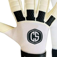 Gants de gardien de but professionnels CS respirants et réglables pour l'extérieur, paume en latex blanc, dos en silicone 3D injecté noir