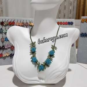 Abierto Mavi İğne Oyası Tomurcuk Gül Kolye Collar de moda - Product Image 1