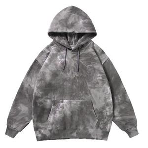 High Street 100% coton à capuche Vintage français éponge blanc surdimensionné pull pierre lavé à l'acide sweats à capuche cravate teint chandails pour hommes - Product Image 1