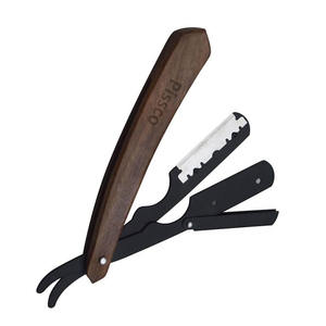 Navaja de Afeitar de Barbero con Mango de Madera de Color, Cuchilla Intercambiable, Logotipo Personalizado, Navajas Rectas de Acero Inoxidable, Directo de Fábrica - Product Image 3