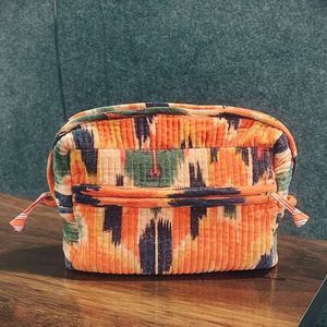 Pochette pratique en velours de coton imprimé à la main avec motif géométrique pour le rangement ou l'organisation - Product Image 3