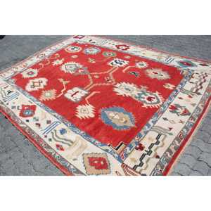 พรมตุรกี ขนาด 8.2x10.7 ฟุต พรมวินเทจ พรมขนสัตว์ขอบสีแดง - Product Image 2