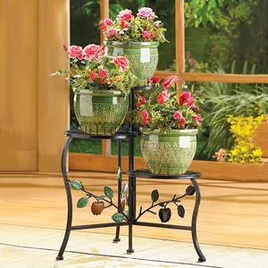 Suporte de plantas para uso interno e externo, suporte de vaso de flores preto