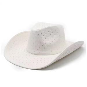 Sombrero de vaquero de cristal con purpurina de invierno para hombre y mujer, sombrero vaquero de fieltro de lana con diamantes de imitación, sombrero de ala ancha Fedora - Product Image 3