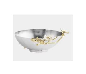 Aluminio con diseño de hojas doradas de diseñador, cuenco de Metal para servir ensaladas, cuenco para servir, vajilla, cuenco para comida, artículos para el hogar y la cocina - Product Image 1